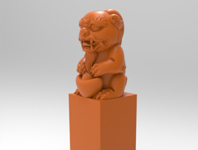 貔貅印章精雕機(jī)模型圖_五軸雕刻機(jī)廠家