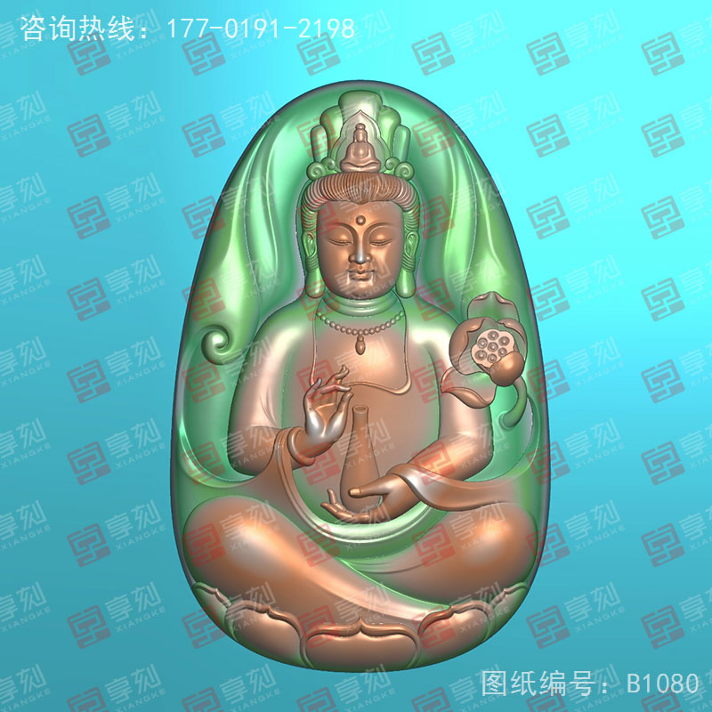 玉石觀音吊墜電腦精雕機圖紙_五軸雕刻機廠家