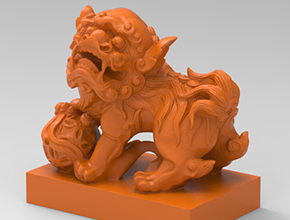 石獅子立體擺件電腦精雕圖_五軸雕刻機(jī)廠家