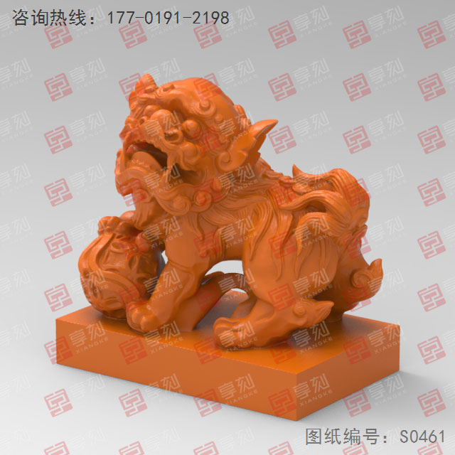 石獅子立體擺件電腦精雕圖_五軸雕刻機廠家
