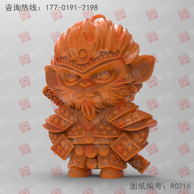 Q版齊天大圣擺件電腦精雕圖紙_五軸雕刻機(jī)廠家