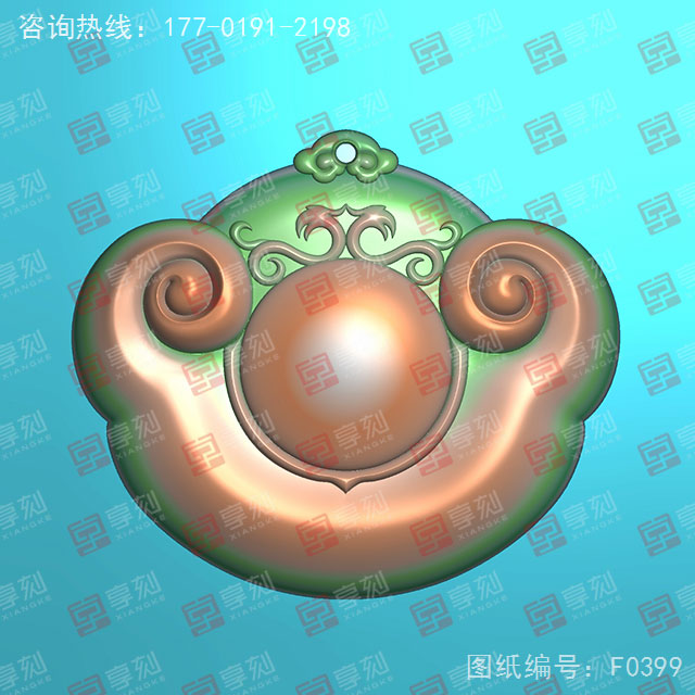 如意鎖吊墜電腦精雕圖紙_五軸雕刻機廠家