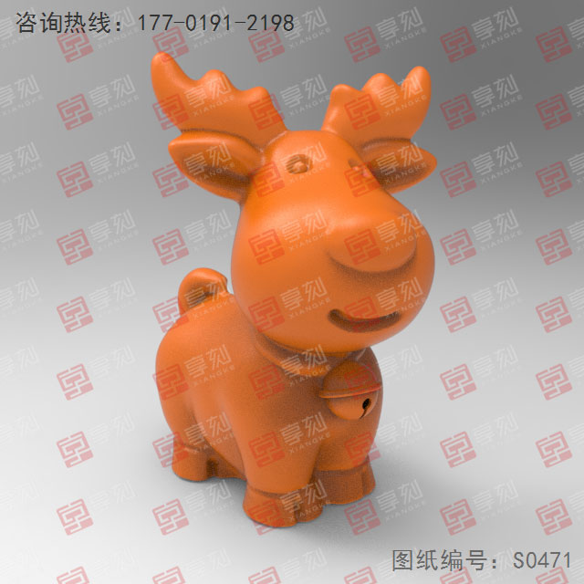 圣誕小鹿擺件立體模型雕刻圖_五軸雕刻機(jī)廠家