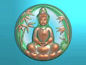 翡翠玉石觀音圓牌精雕圖紙_五軸雕刻機廠家