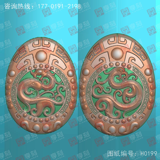 仿古龍鳳吊墜玉石電腦精雕圖_五軸雕刻機(jī)廠家