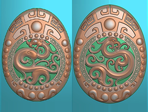 仿古龍鳳吊墜玉石電腦精雕圖_五軸雕刻機廠家