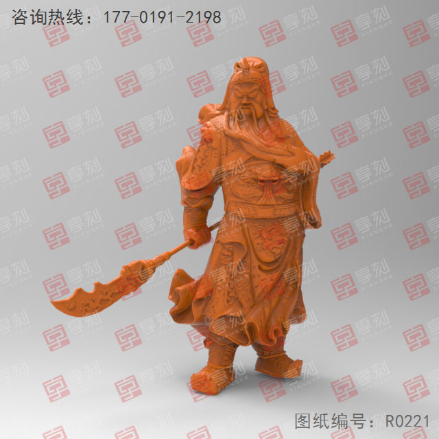 關(guān)羽立體擺件電腦3d精雕圖紙_五軸雕刻機廠家
