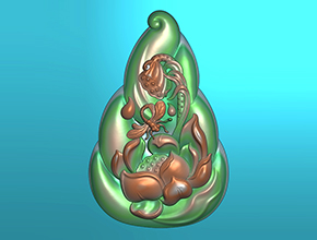 翡翠荷花蜻蜓吊墜玉石精雕圖紙_五軸雕刻機(jī)廠家