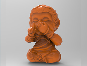 四不猴小擺件不說猴電腦精雕圖_五軸雕刻機(jī)廠家