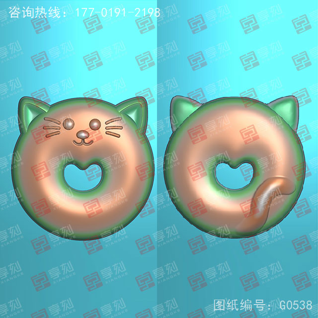 小貓平安扣玉器電腦精雕圖紙_五軸雕刻機(jī)廠家