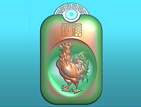 十二生肖雞回紋掛件電腦精雕圖_享刻玉石雕刻機(jī)