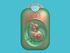 十二生肖豬回紋掛件電腦精雕圖_享刻玉石雕刻機