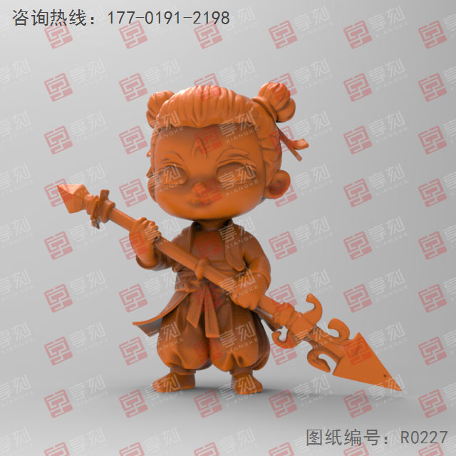 火槍哪吒3d電腦模型圖stl立體_享刻五軸雕刻機