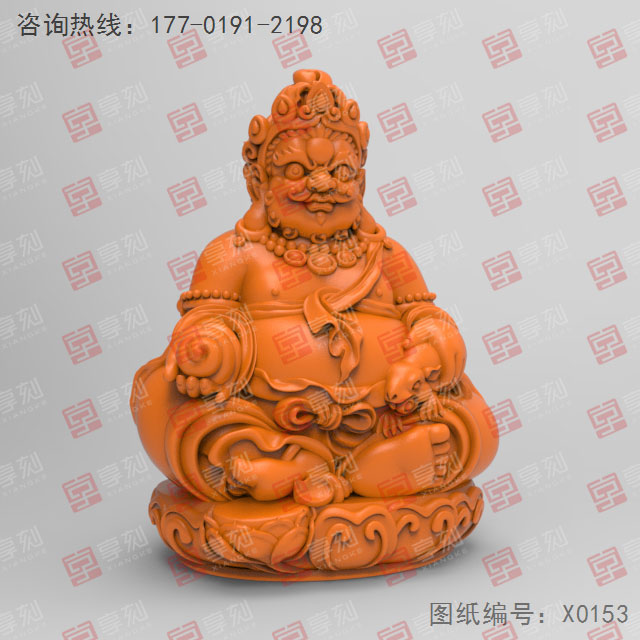 黃財(cái)神3d電腦模型圖stl立體_享刻五軸雕刻機(jī)
