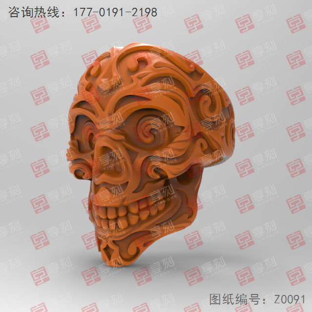 骷顱戒指3d電腦模型圖stl立體_享刻五軸雕刻機(jī)