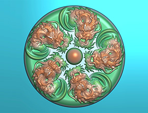 五龍戲珠翡翠玉石玉雕電腦精雕圖_玉石雕刻機廠