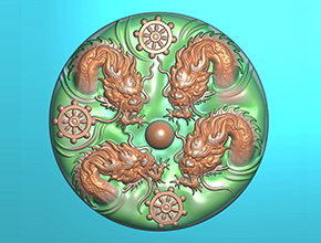 四龍戲珠翡翠玉石玉雕電腦精雕圖_玉石雕刻機廠