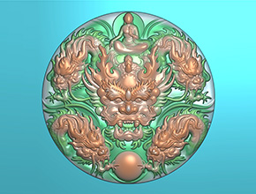 五龍玉佩翡翠玉石玉雕電腦精雕圖_玉石雕刻機廠