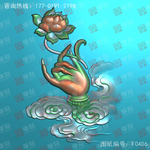 蓮花佛手翡翠玉石玉雕電腦精雕圖_玉石雕刻機廠家