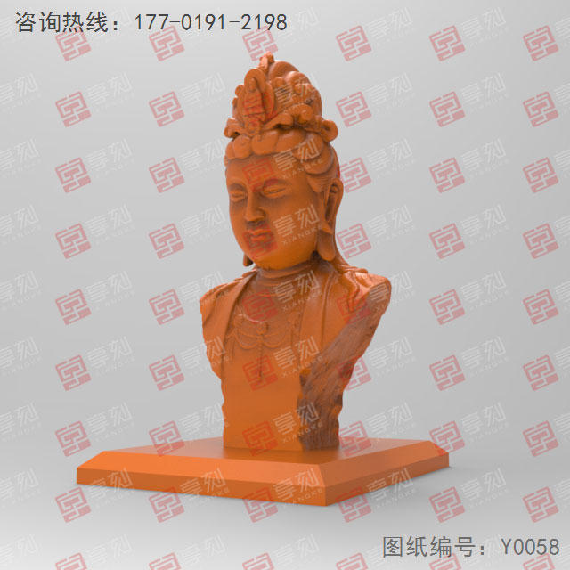 觀音菩薩像3d電腦模型圖STL_五軸玉石雕刻機
