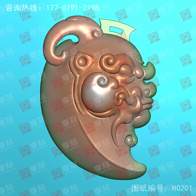 仿古獸掛件玉石電腦精雕圖_享刻玉石雕刻機(jī)廠家