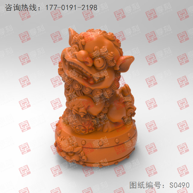 繡球獅子3d模型stl電腦精雕圖_享刻五軸雕刻機