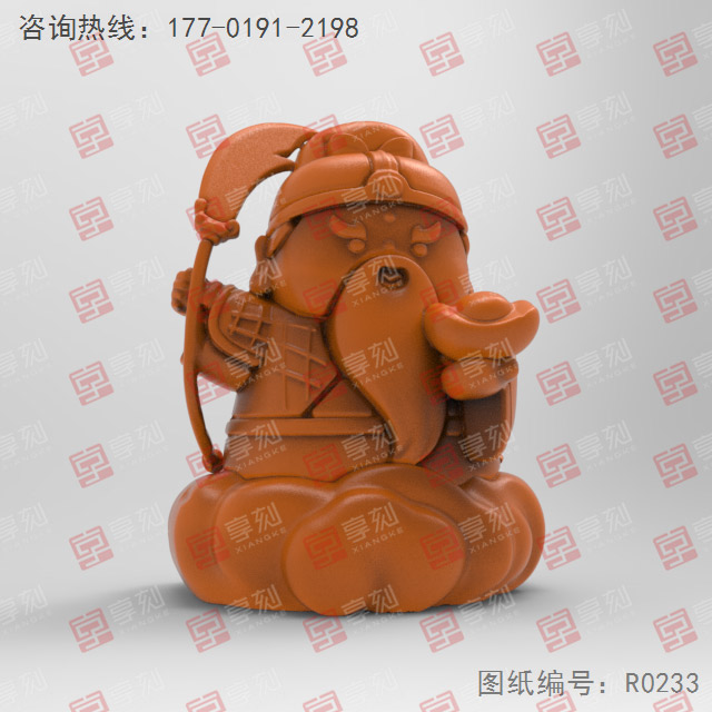 關(guān)公武財神茶寵立體3d模型圖stl_享刻五軸雕刻機