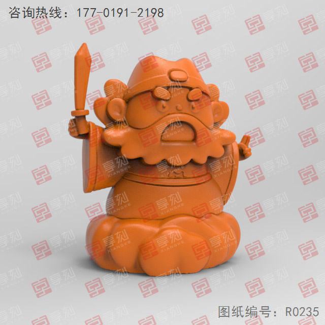 鐘馗砍小人茶寵立體3d模型圖stl_享刻五軸雕刻機(jī)