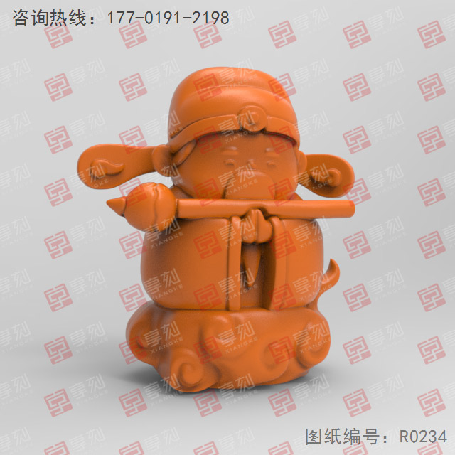 文昌文財神茶寵立體3d模型圖stl_享刻五軸雕刻機