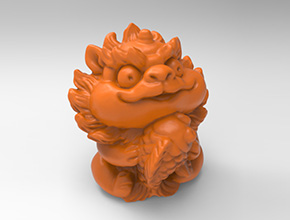 Q版貔貅抱錦鯉立體3d模型圖stl_享刻五軸雕刻機