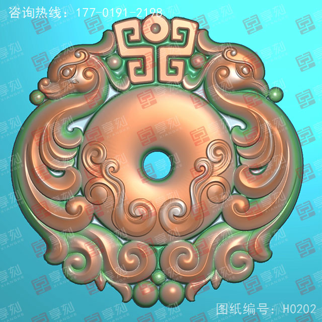 仿古龍鳳玉石雕刻電腦圖紙_享刻玉石雕刻機