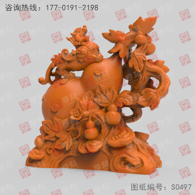 葫蘆貔貅工藝品3d模型圖stl_享刻五軸雕刻機(jī)