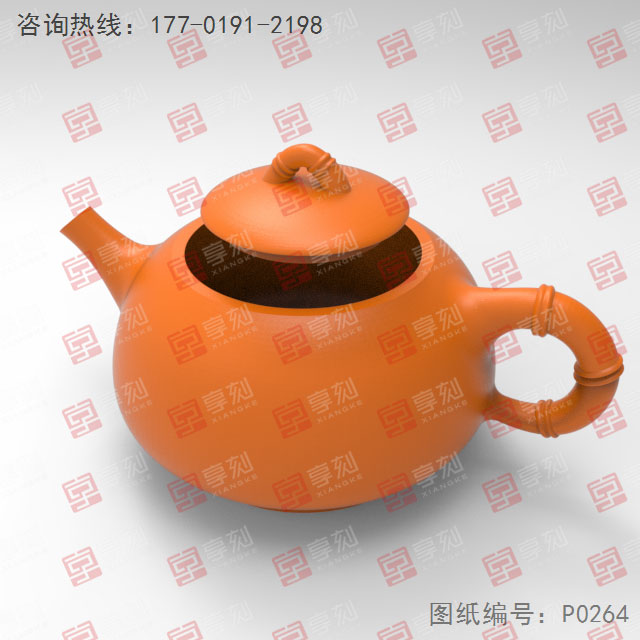 竹節(jié)茶壺工藝品3d模型圖stl_享刻五軸雕刻機(jī)
