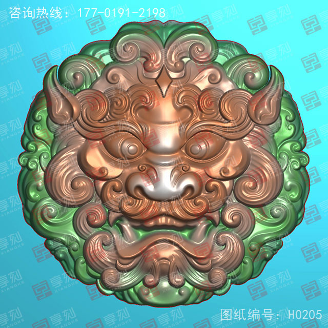 仿古貔貅頭玉石雕刻電腦圖紙_享刻玉石雕刻機