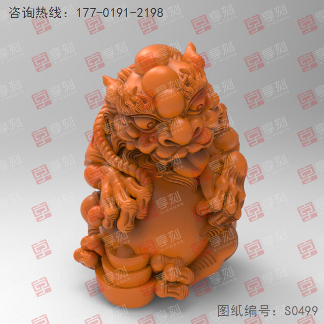 聚財(cái)貔貅工藝品3d模型圖stl_享刻五軸雕刻機(jī)