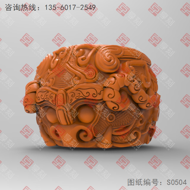 玉石扳指饕餮戒指3d模型圖stl_享刻五軸雕刻機(jī)