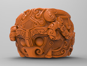 玉石扳指饕餮戒指3d模型圖stl_享刻五軸雕刻機(jī)