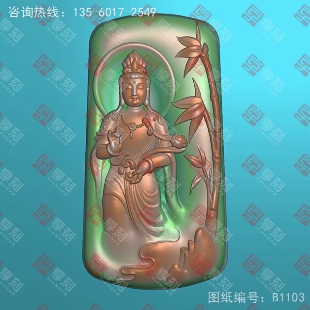 竹林觀音玉石雕刻電腦圖紙_享刻玉石雕刻機(jī)