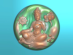 圓牌觀音精雕玉石電腦雕刻圖紙_享刻玉石雕刻機