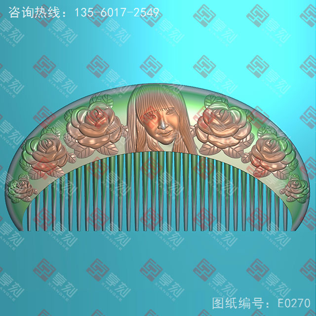 侍女梳子精雕玉石電腦雕刻圖紙_享刻玉石雕刻機(jī)