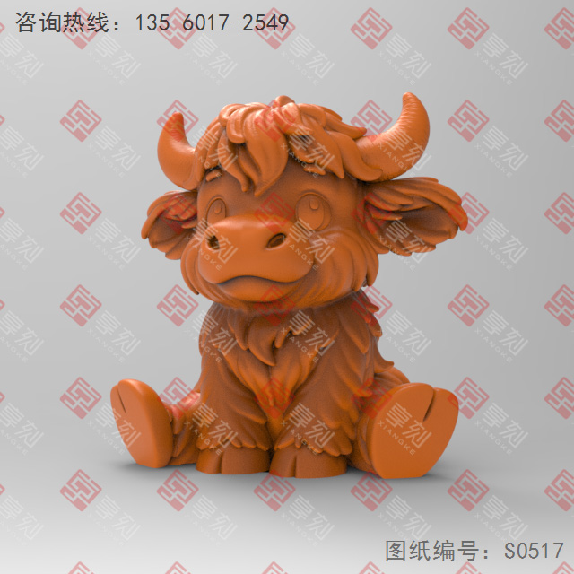 高地牛擺件電腦3d模型圖stl_享刻五軸雕刻機