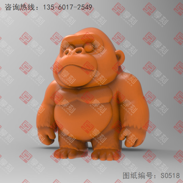 Q版金剛猴電腦3d模型圖stl_享刻五軸雕刻機(jī)