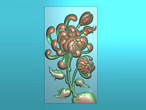 四君子菊花玉石電腦數(shù)控精雕圖紙_享刻玉石雕刻