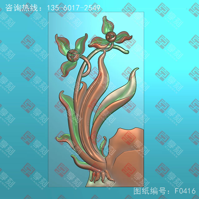 四君子蘭花玉石電腦數(shù)控精雕圖紙_享刻玉石雕刻機(jī)