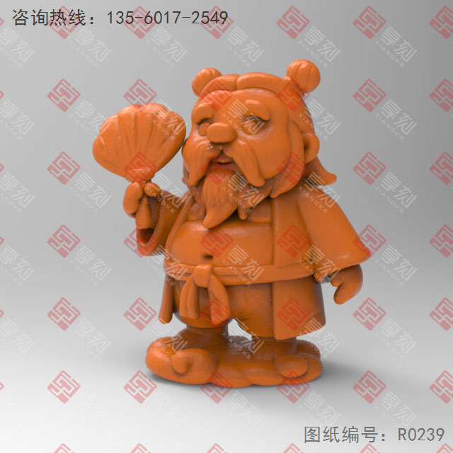 Q版八仙漢鐘離電腦3d模型圖stl_享刻五軸雕刻機(jī)