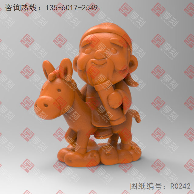 Q版八仙張果老電腦3d模型圖stl_享刻五軸雕刻機