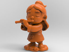 Q版八仙韓湘子電腦3d模型圖stl_享刻五軸雕刻機