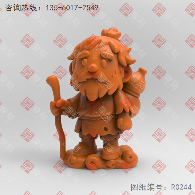 Q版八仙鐵拐李電腦3d模型圖stl_享刻五軸雕刻機(jī)