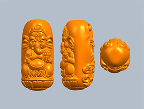 天珠象神桶珠電腦雕刻圖模型立體圖_享刻數(shù)控雕