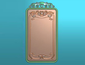 牌形方帶邊框雙獸頭花邊牌頭電腦圖紙_享刻玉石